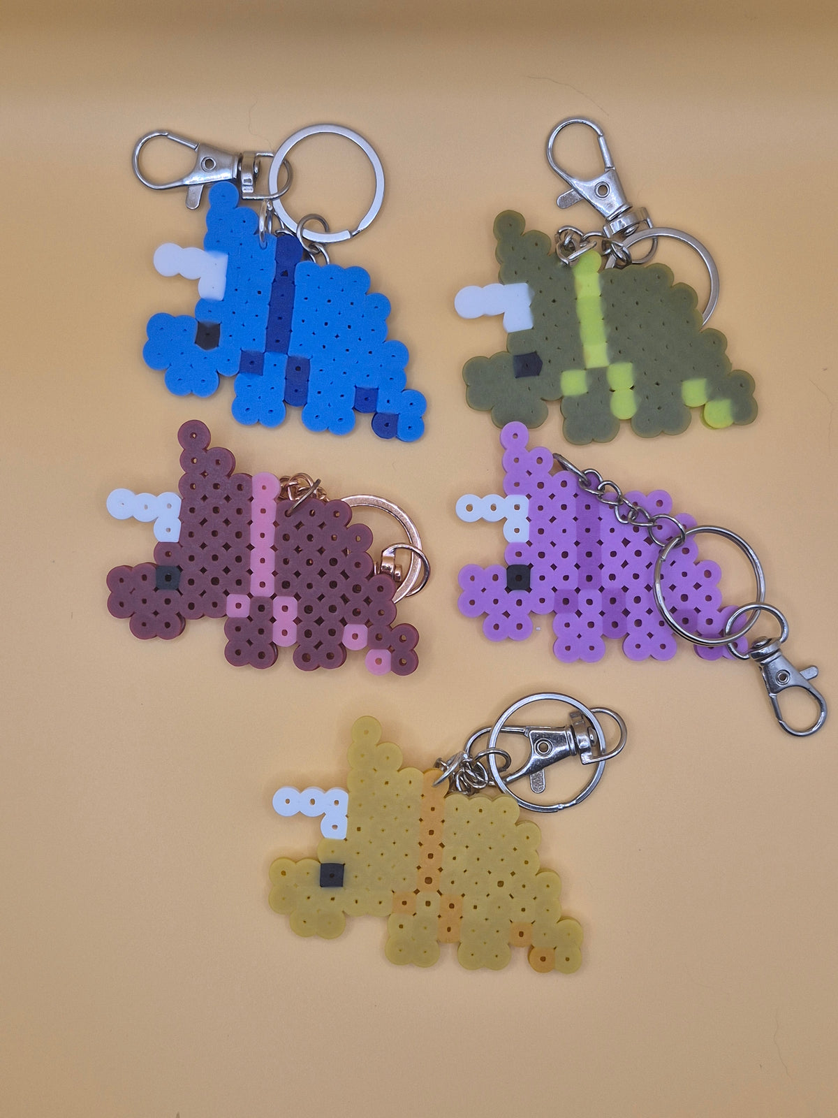 Triceratops Perler Keychain